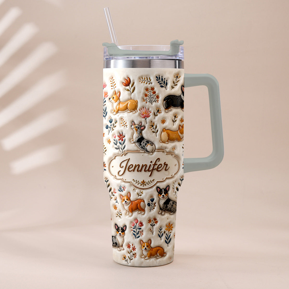 Vintage Dog - Personalized Dog Tumbler With Plush Charm