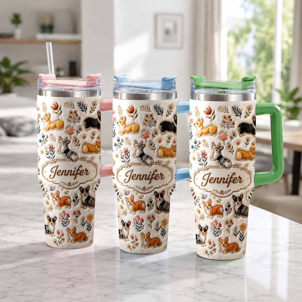 Vintage Dog - Personalized Dog Tumbler With Plush Charm