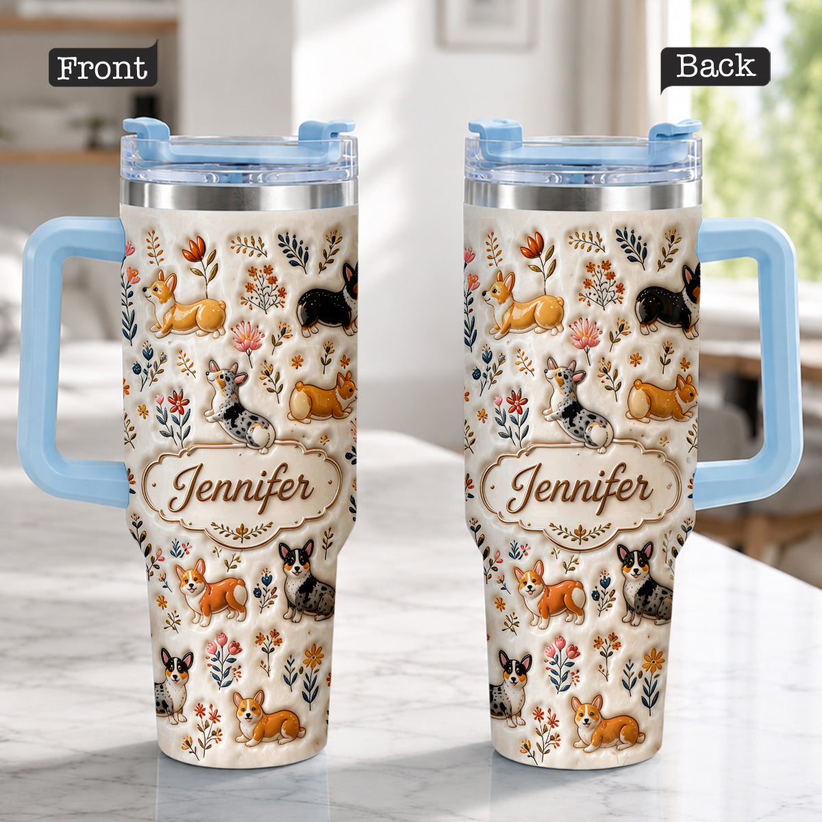 Vintage Dog - Personalized Dog Tumbler With Plush Charm