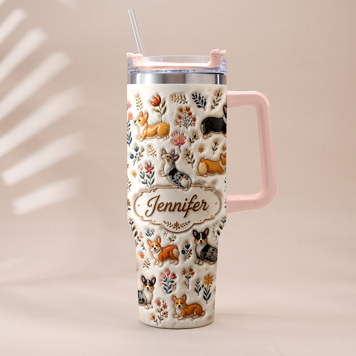 Vintage Dog - Personalized Dog Tumbler With Plush Charm