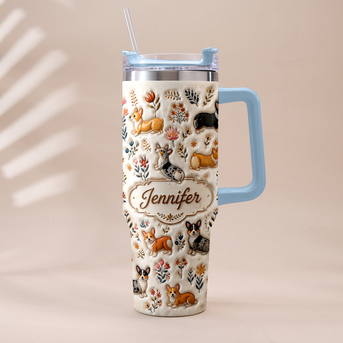 Vintage Dog - Personalized Dog Tumbler With Plush Charm