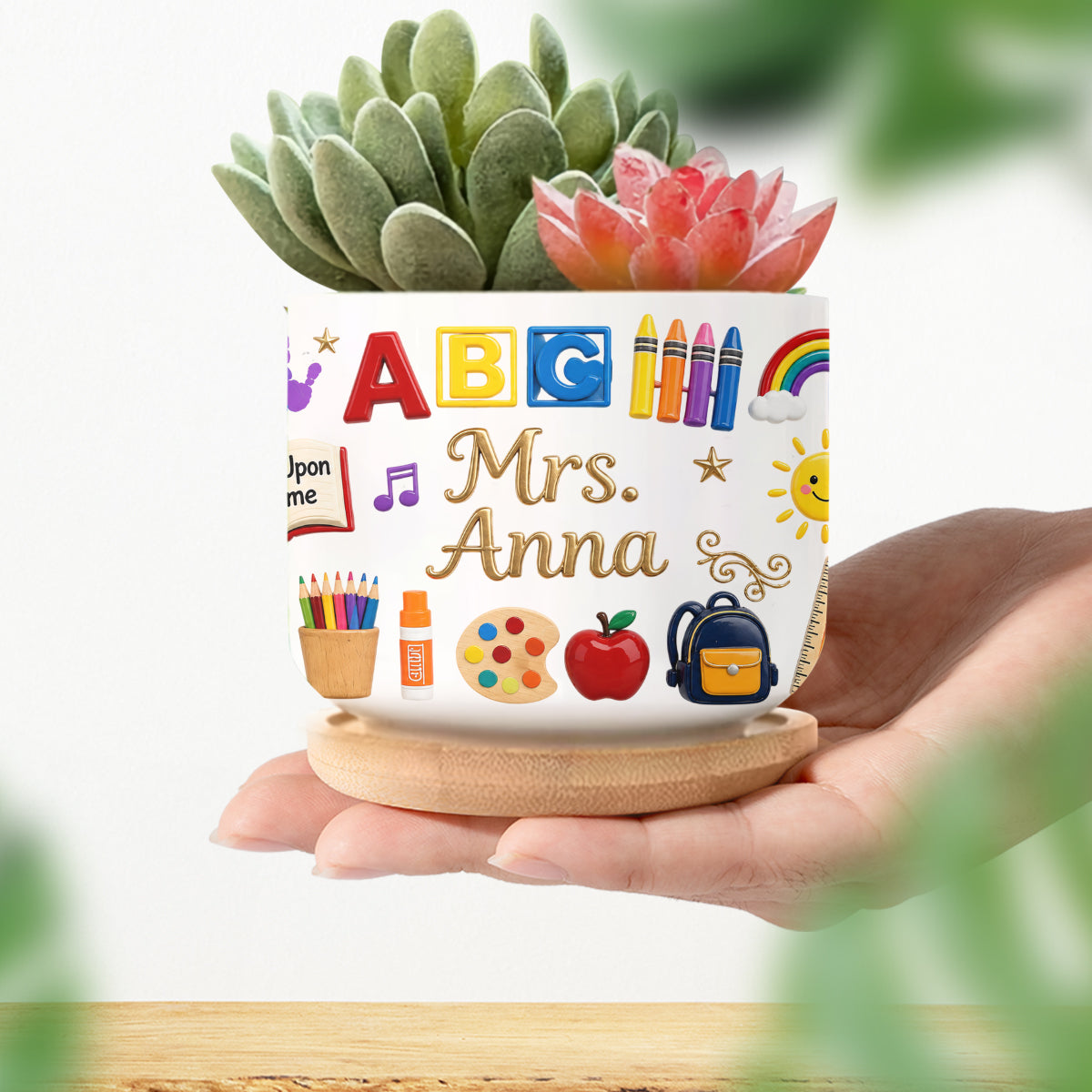 Teacher Gifts - Personalized Teacher Ceramic Plant Pot