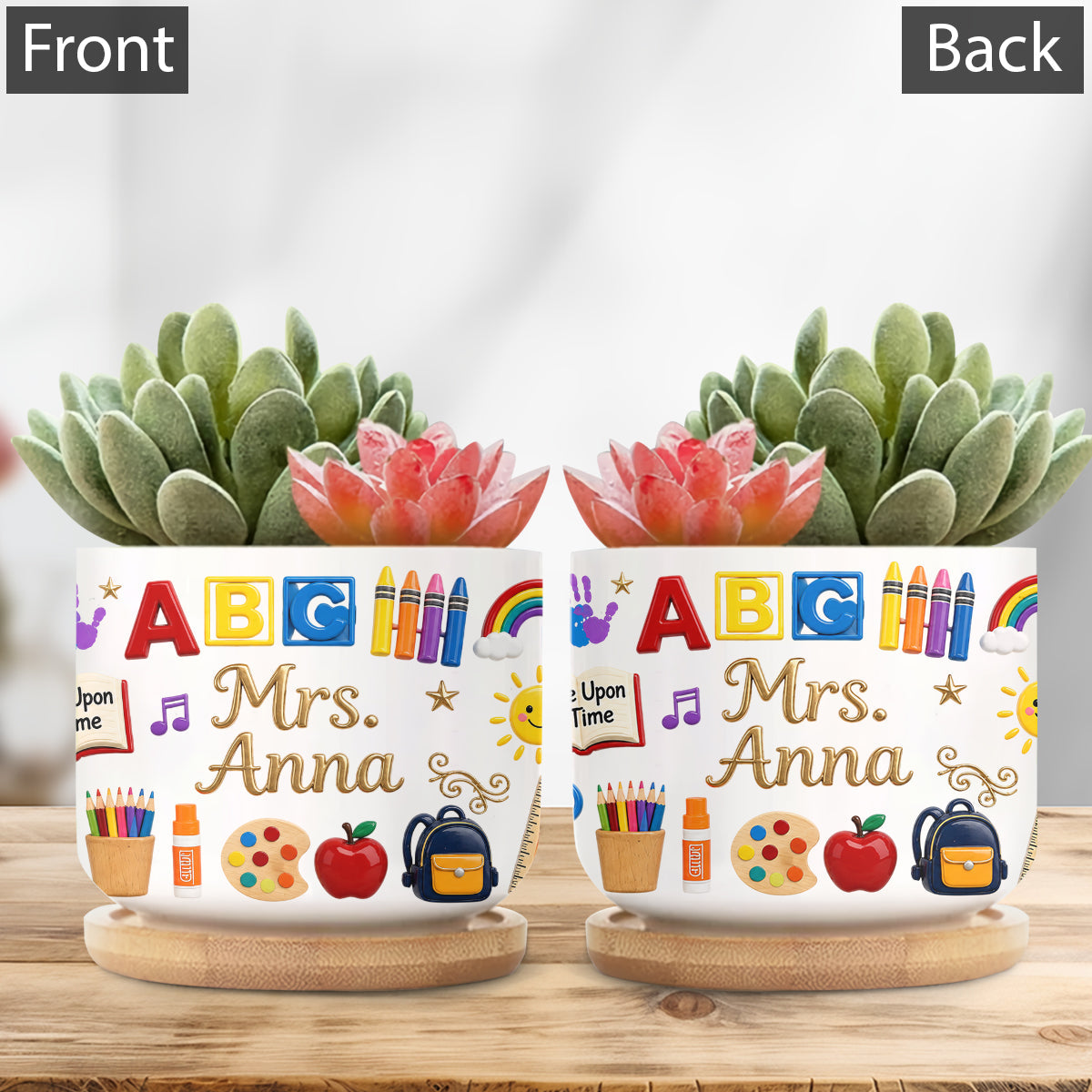 Teacher Gifts - Personalized Teacher Ceramic Plant Pot