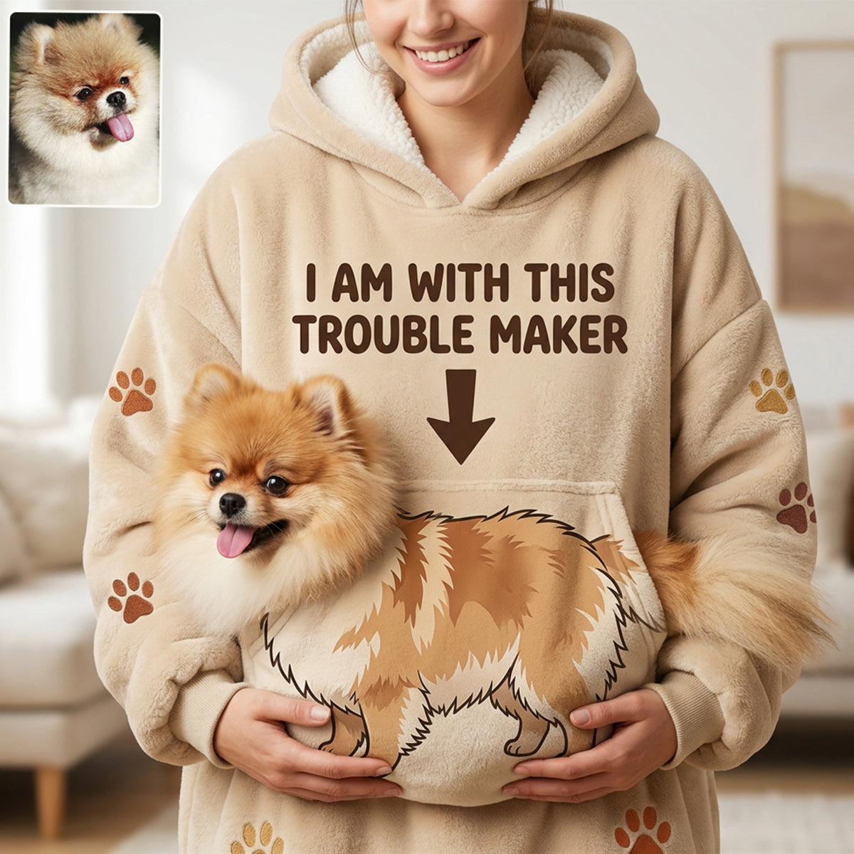 Portable Pet Cuddle Hoodie - Personalized Dog Blanket Hoodie
