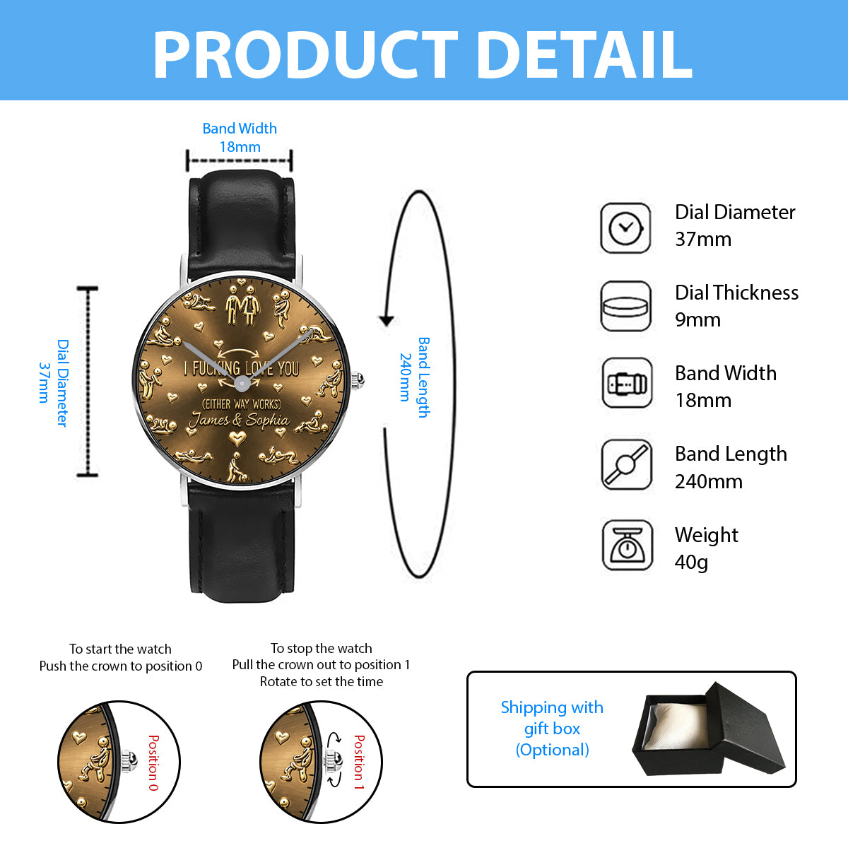 Naughty Couple - Personalized Spicy Couple Hand Watch