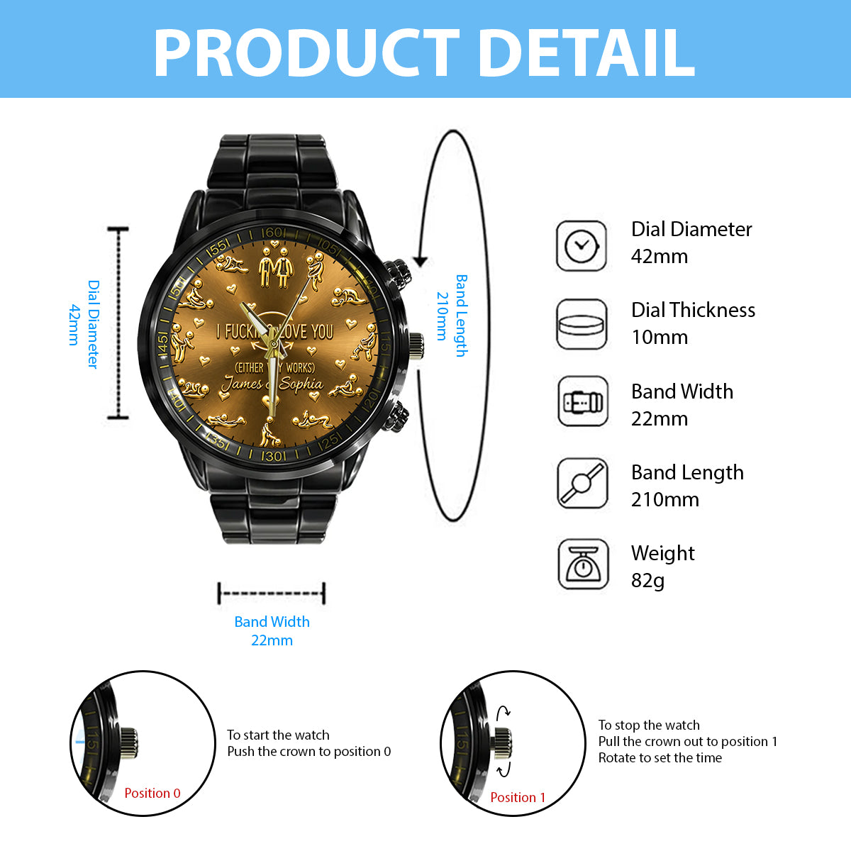 Naughty Couple - Personalized Spicy Couple Hand Watch