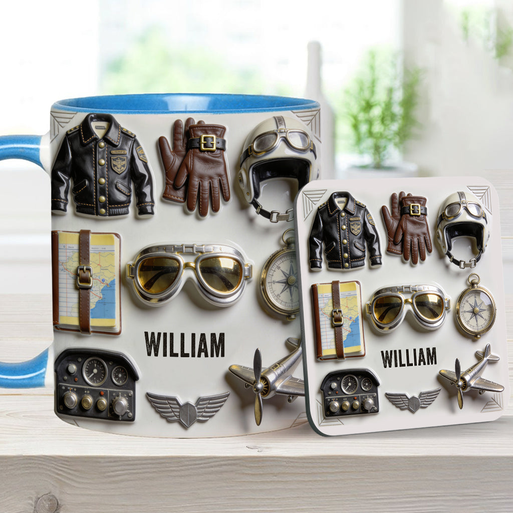 Taste Flight - Personalized Pilot Accent Mug & Coaster