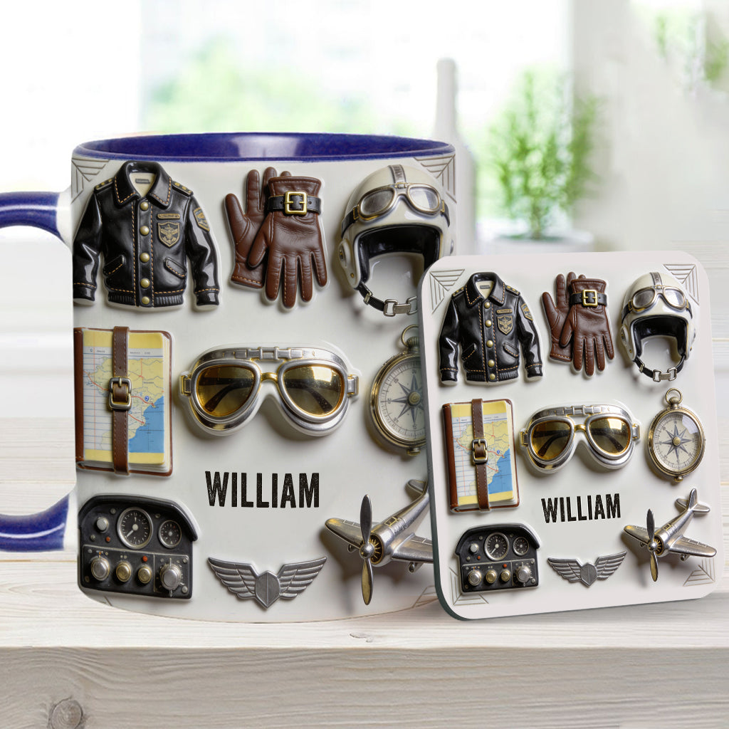 Taste Flight - Personalized Pilot Accent Mug & Coaster