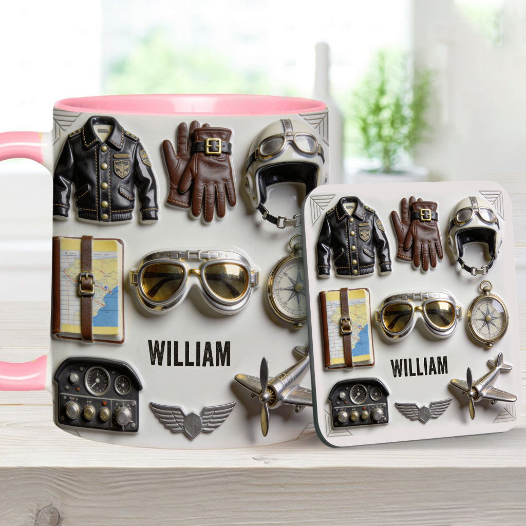 Taste Flight - Personalized Pilot Accent Mug & Coaster