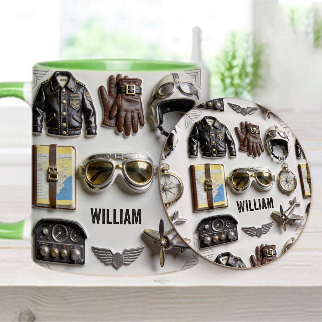 Taste Flight - Personalized Pilot Accent Mug & Coaster