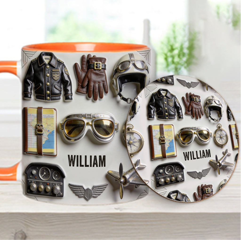 Taste Flight - Personalized Pilot Accent Mug & Coaster