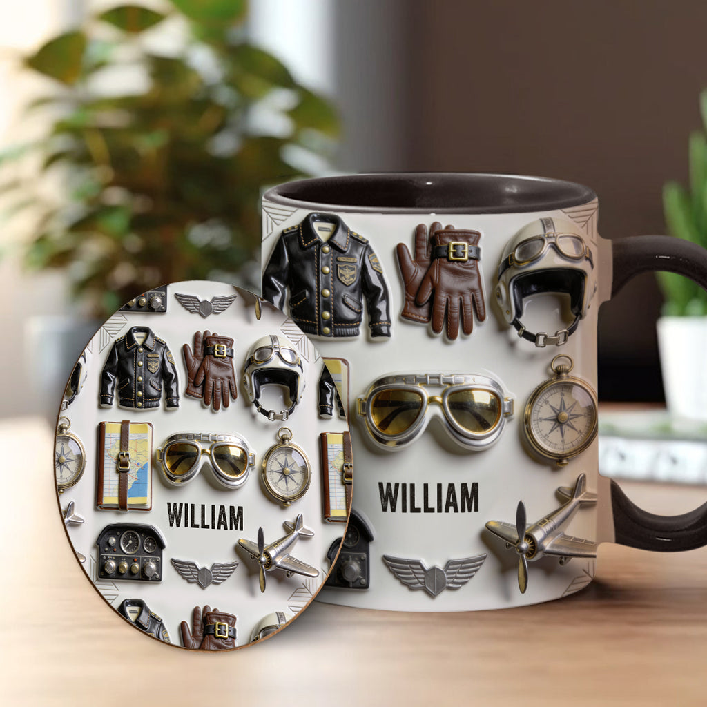 Taste Flight - Personalized Pilot Accent Mug & Coaster