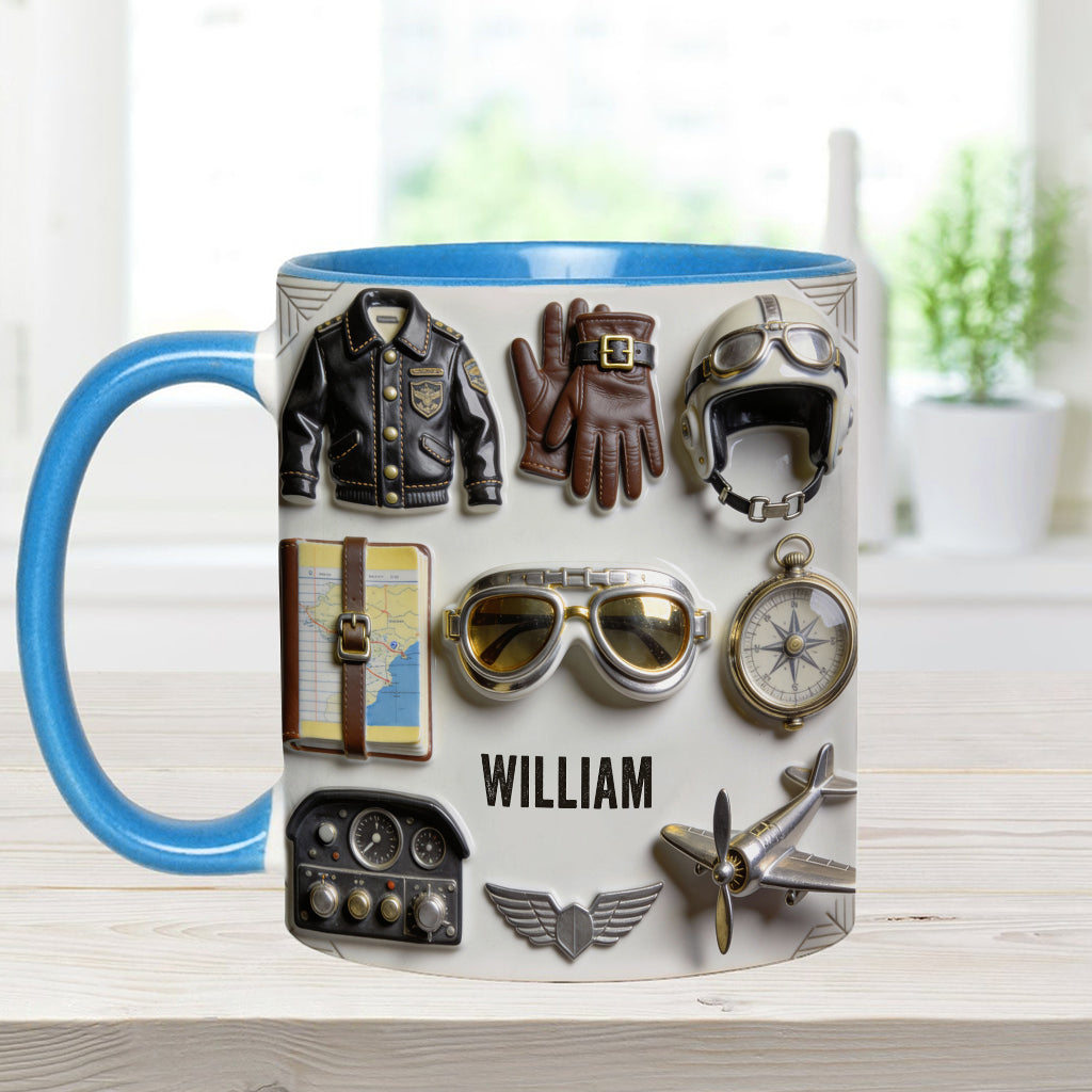 Taste Flight - Personalized Pilot Accent Mug & Coaster
