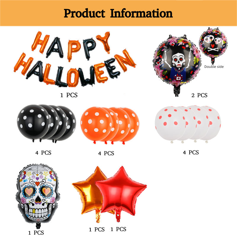 Happy Halloween - Halloween Party Balloons Set With Banner