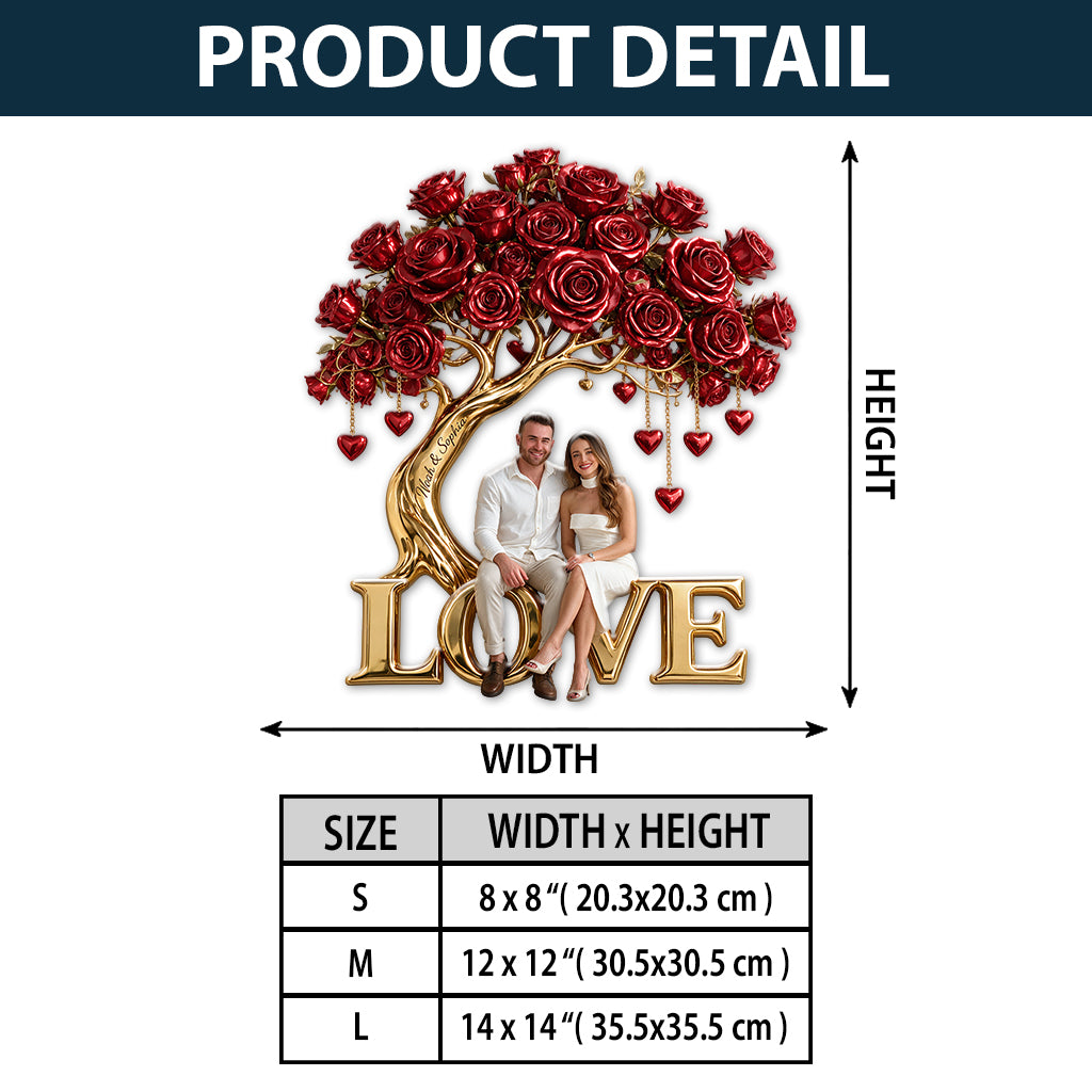 Custom Couple Photo Rose Tree - Personalized Couple 3D Printed Cut Metal Sign