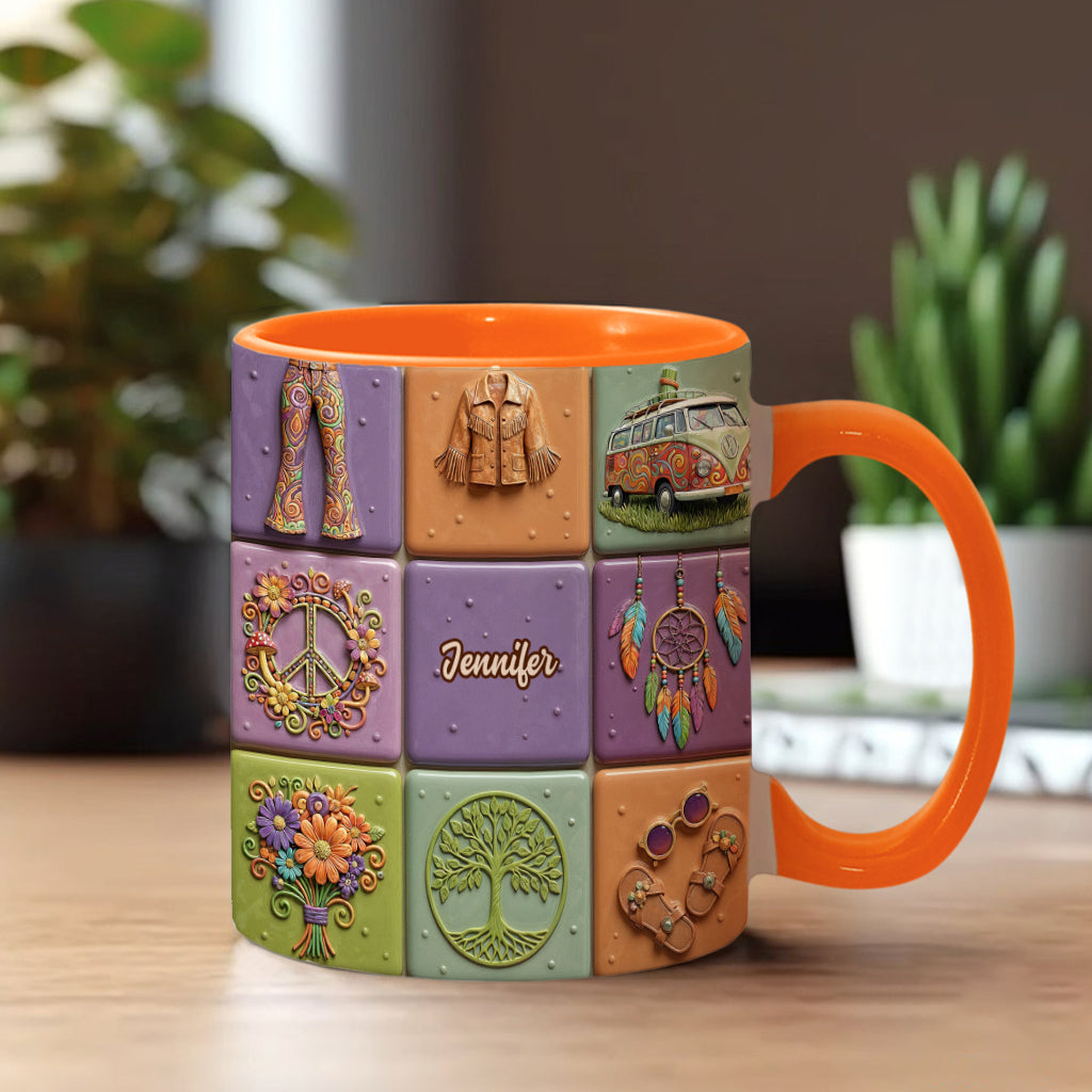 Peace Love Hippe Life - Personalized Hippie Accent Mug