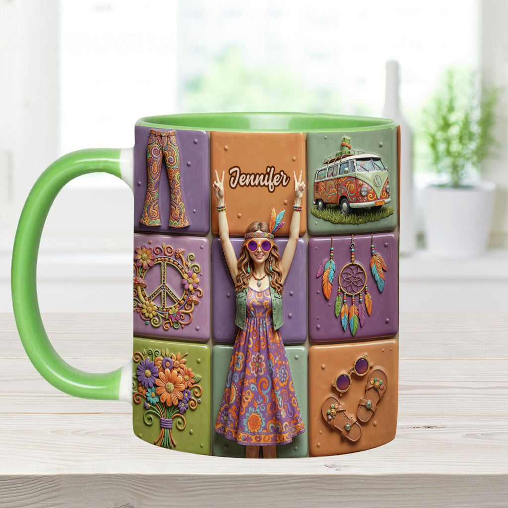 Peace Love Hippe Life - Personalized Hippie Accent Mug