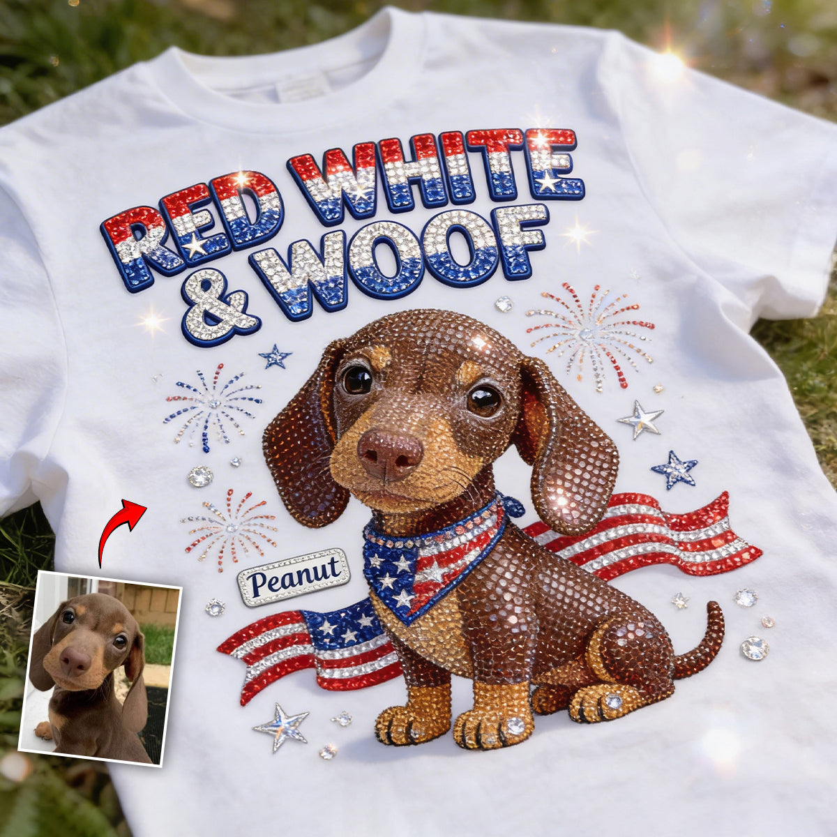 Red White Woof - Personalized Dog T-shirt And Hoodie