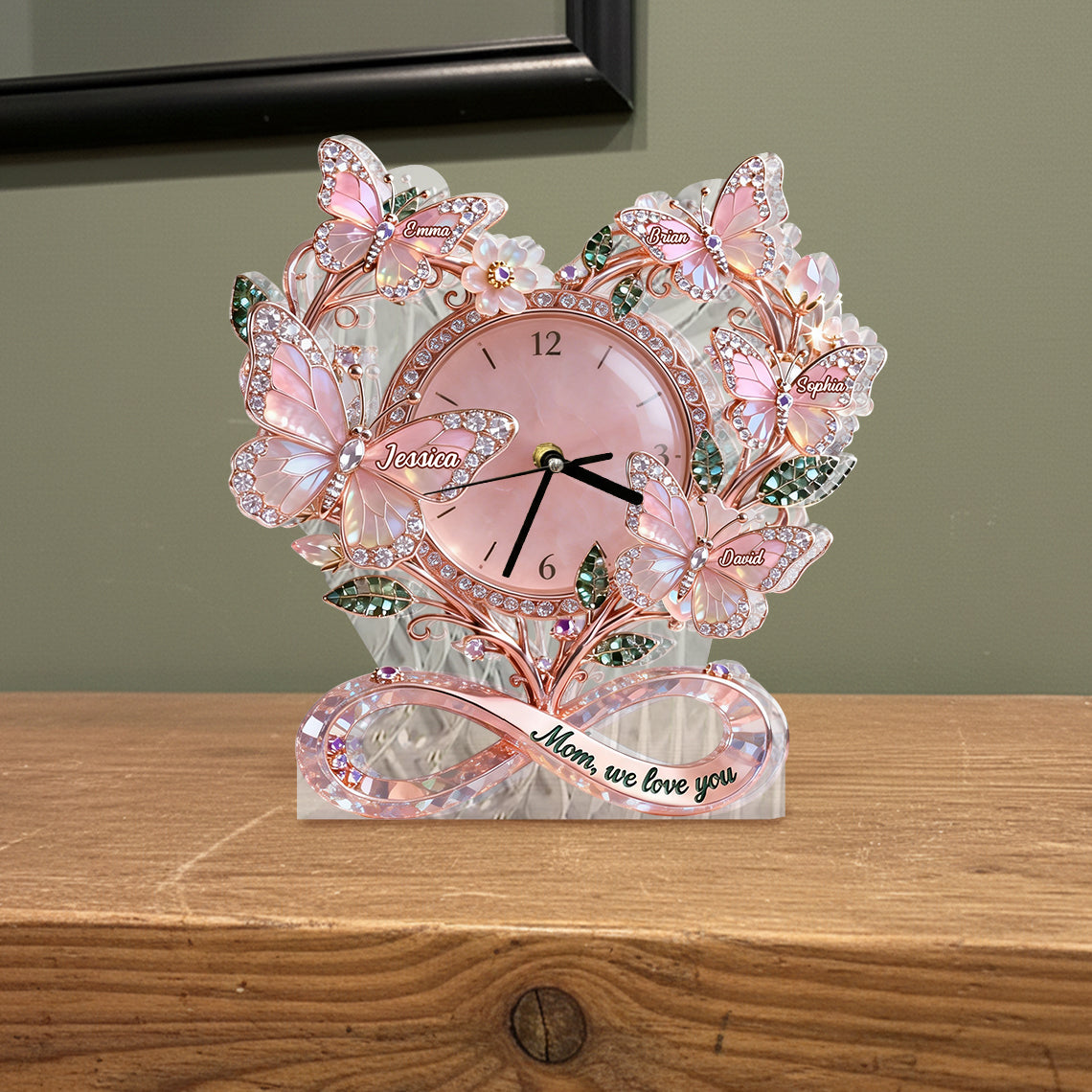 We Love You, Mom - Personalized Mother Desk Clock Plaque