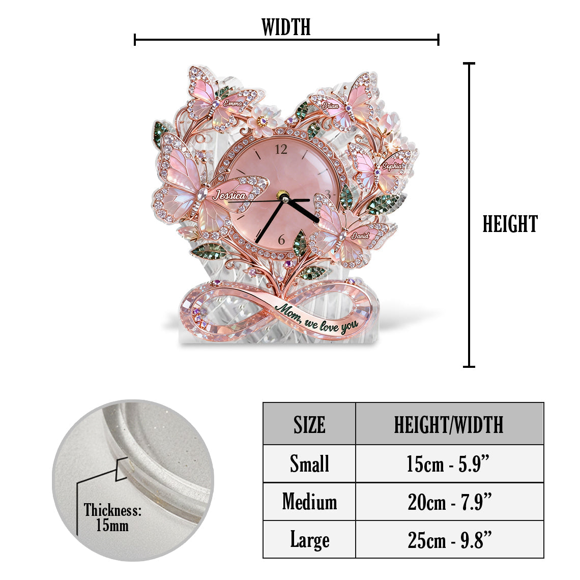We Love You, Mom - Personalized Mother Desk Clock Plaque