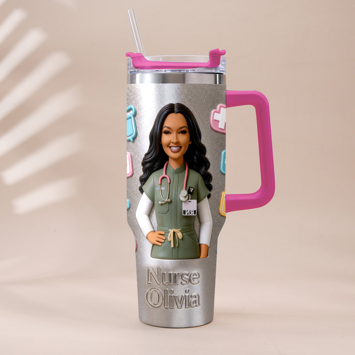 Best Nurse Ever - Personalized Nurse Tumbler With Plush Charm