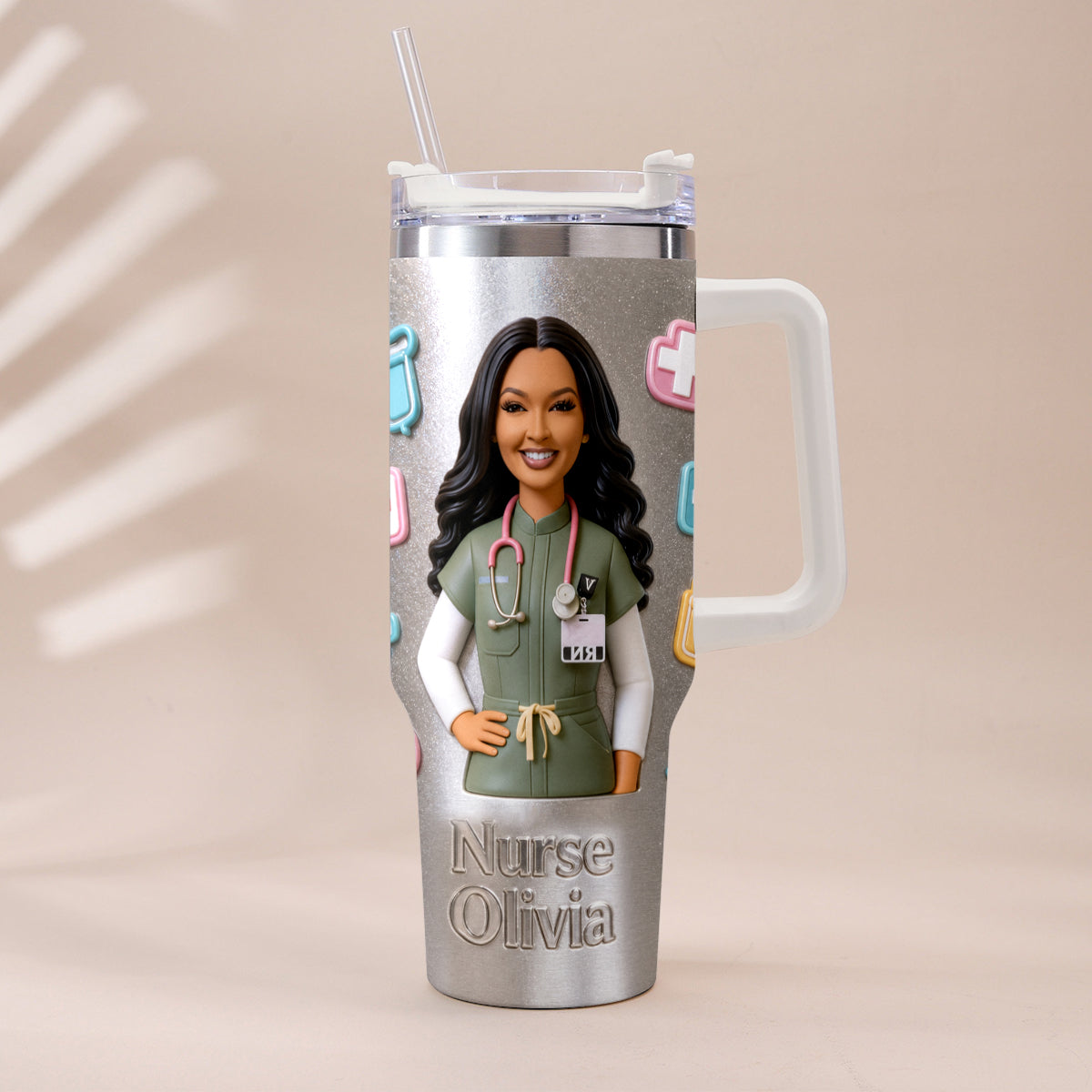Best Nurse Ever - Personalized Nurse Tumbler With Plush Charm