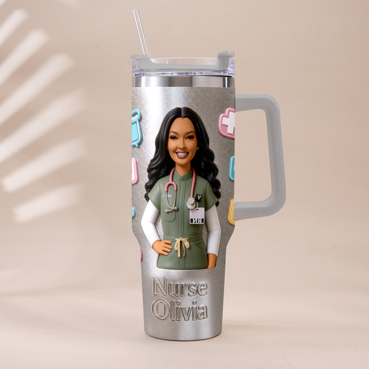 Best Nurse Ever - Personalized Nurse Tumbler With Plush Charm