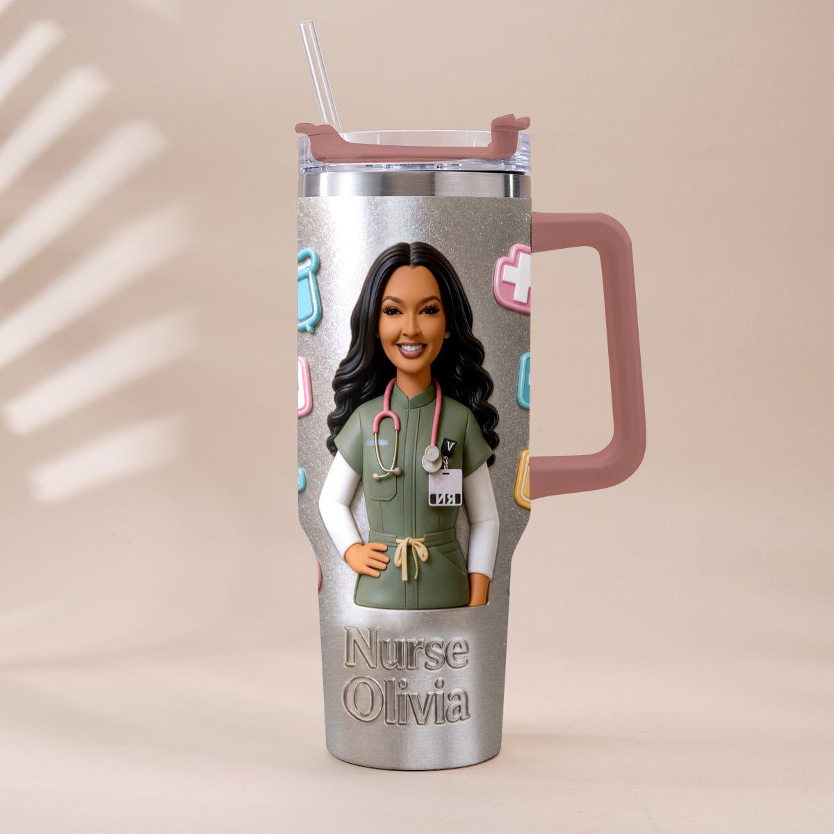 Best Nurse Ever - Personalized Nurse Tumbler With Plush Charm