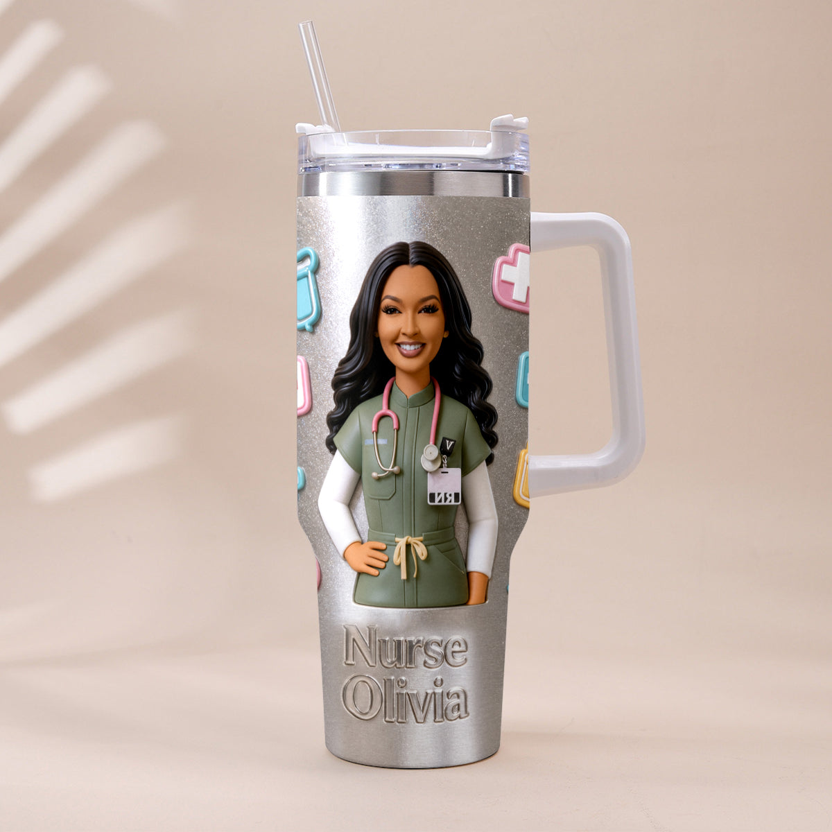 Best Nurse Ever - Personalized Nurse Tumbler With Plush Charm