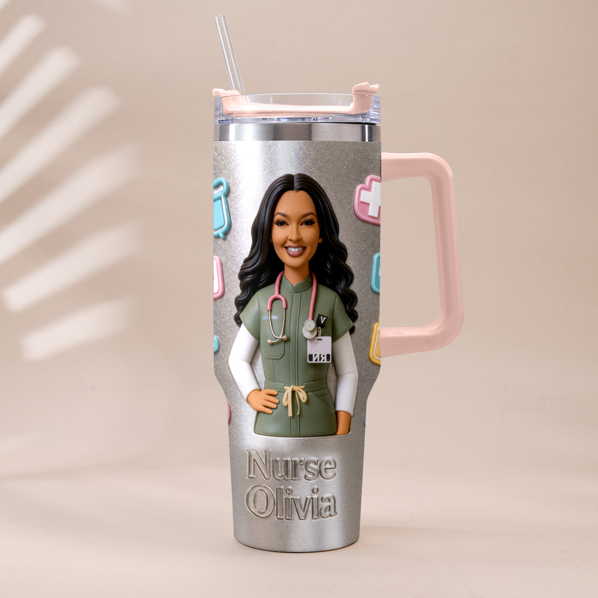 Best Nurse Ever - Personalized Nurse Tumbler With Plush Charm