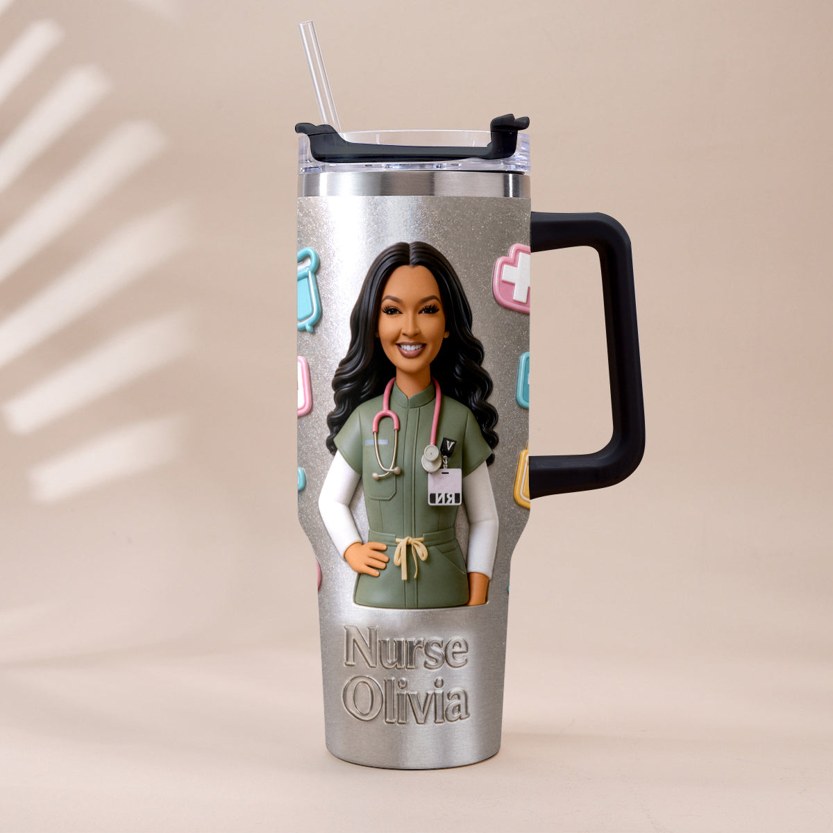 Best Nurse Ever - Personalized Nurse Tumbler With Plush Charm
