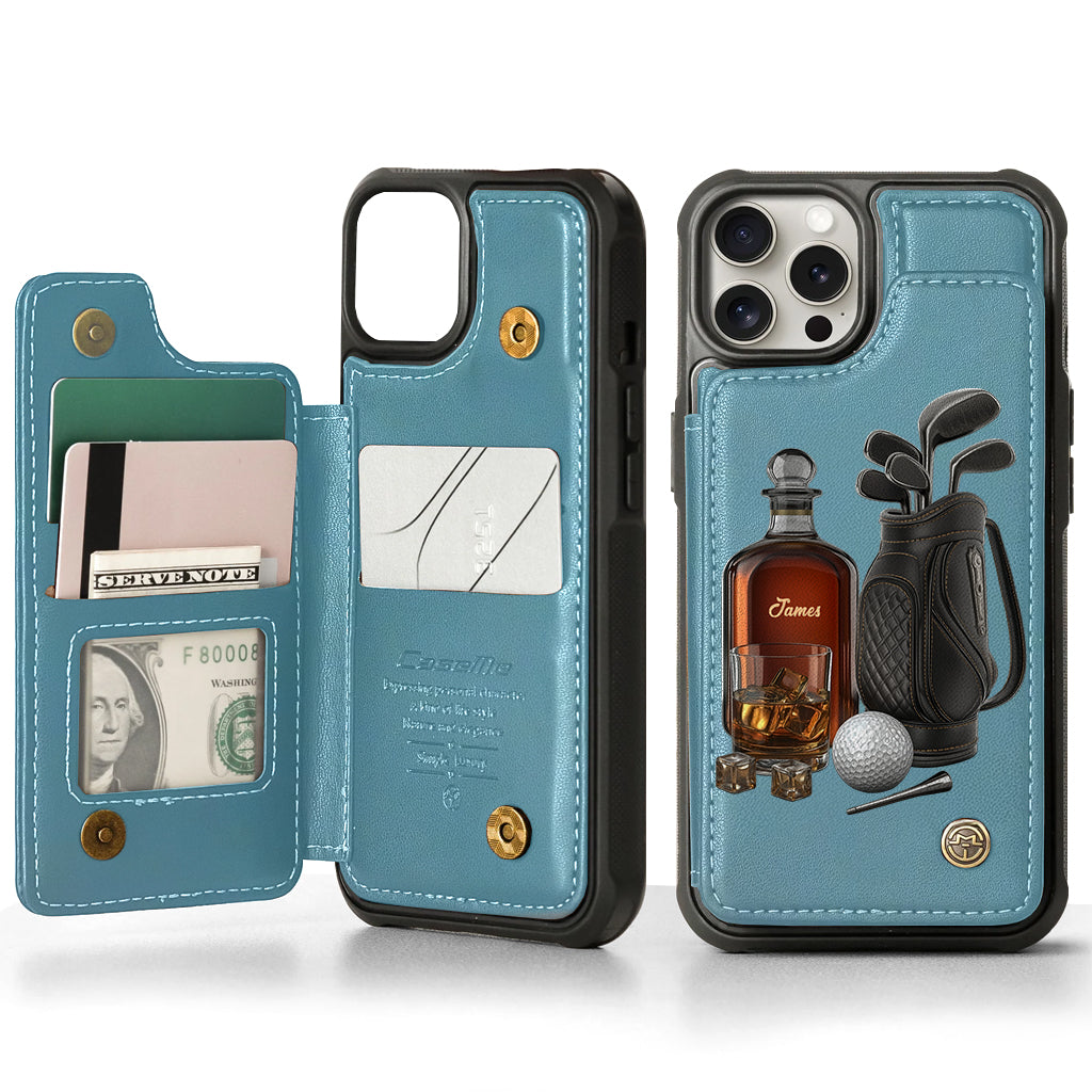 Whiskey & Golf - Personalized Golf Wallet Phone Case
