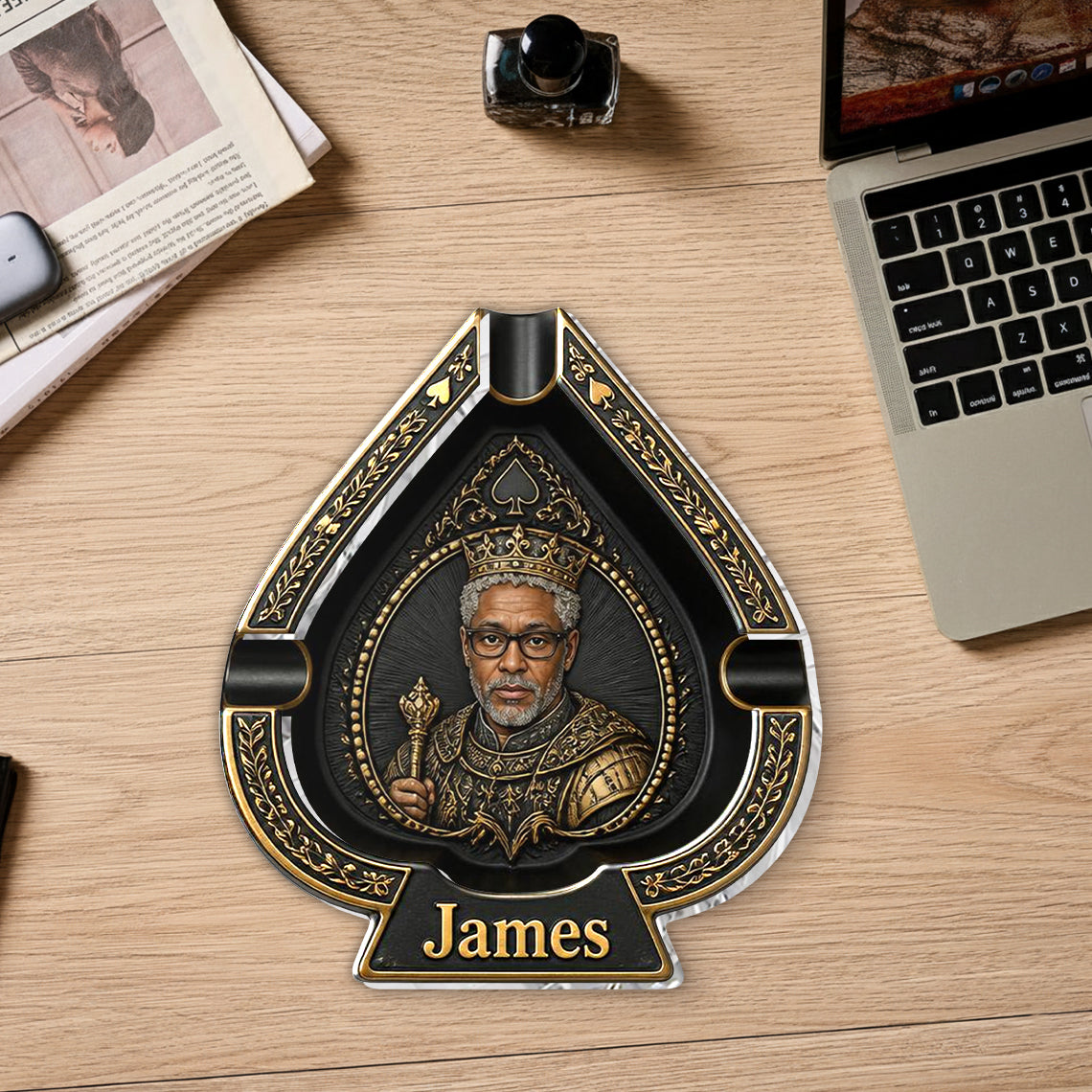 The King Of Spades - Personalized Real Men Catch-All Tray With Lighter
