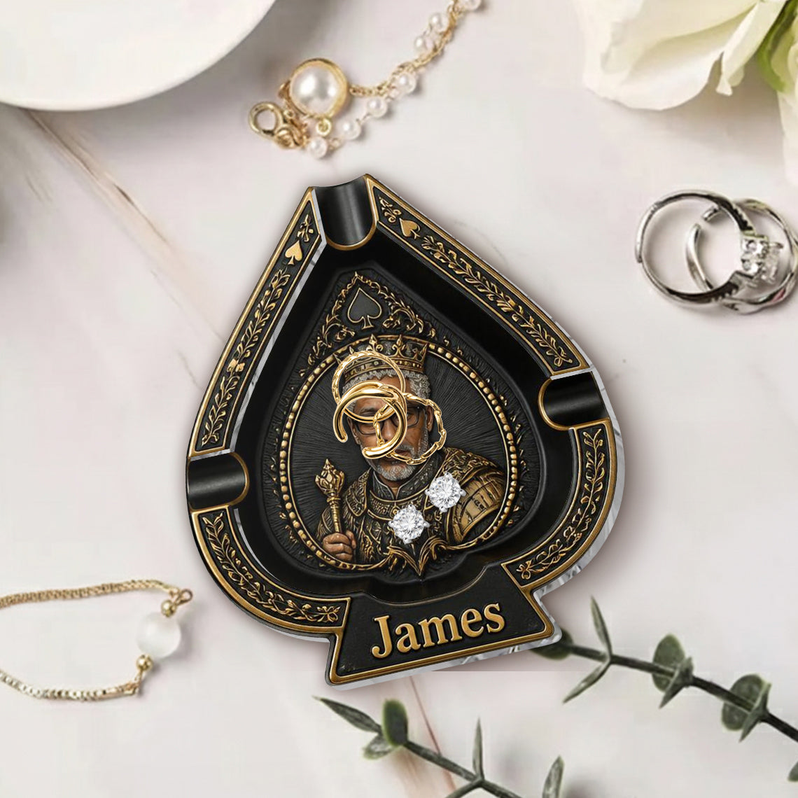 The King Of Spades - Personalized Real Men Catch-All Tray With Lighter