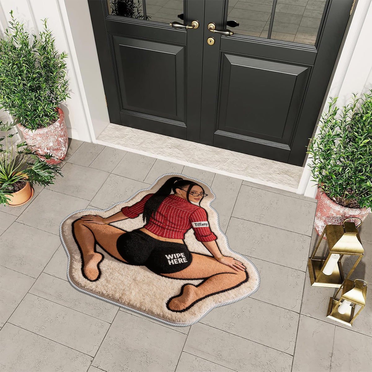 Wipe Here - Personalized Spicy Couple Non-Slip Tufted Rug