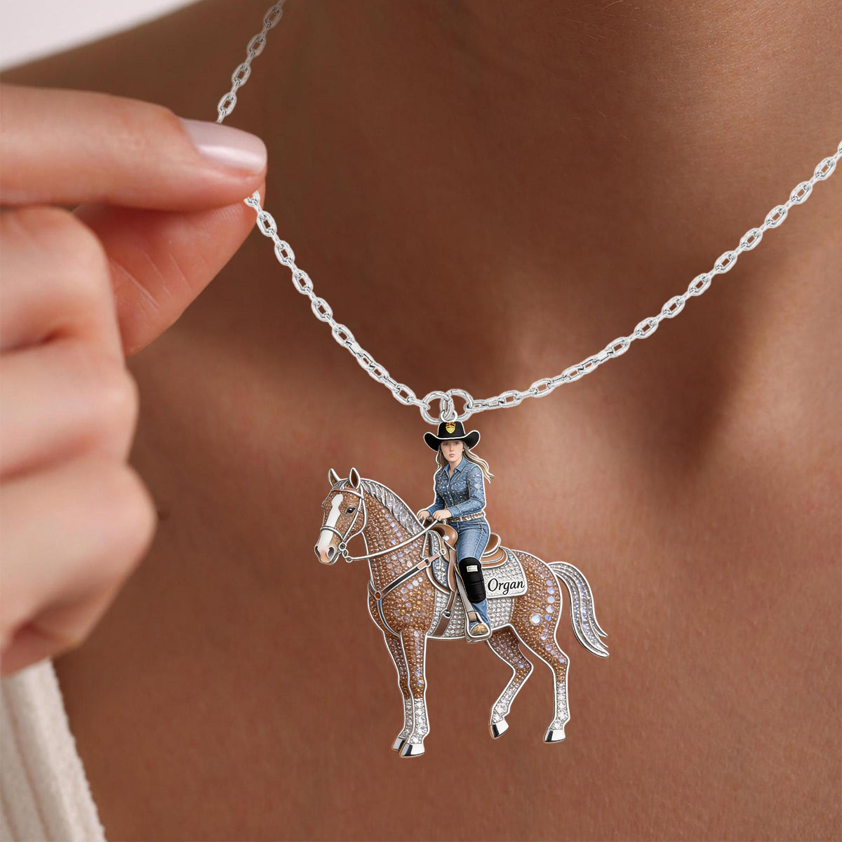 Love Horse - Personalized Horse Shaped Metal Pendant Necklace