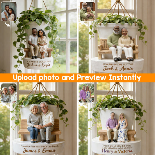 Love Grows Here - Personalized Couple Hanging Pot