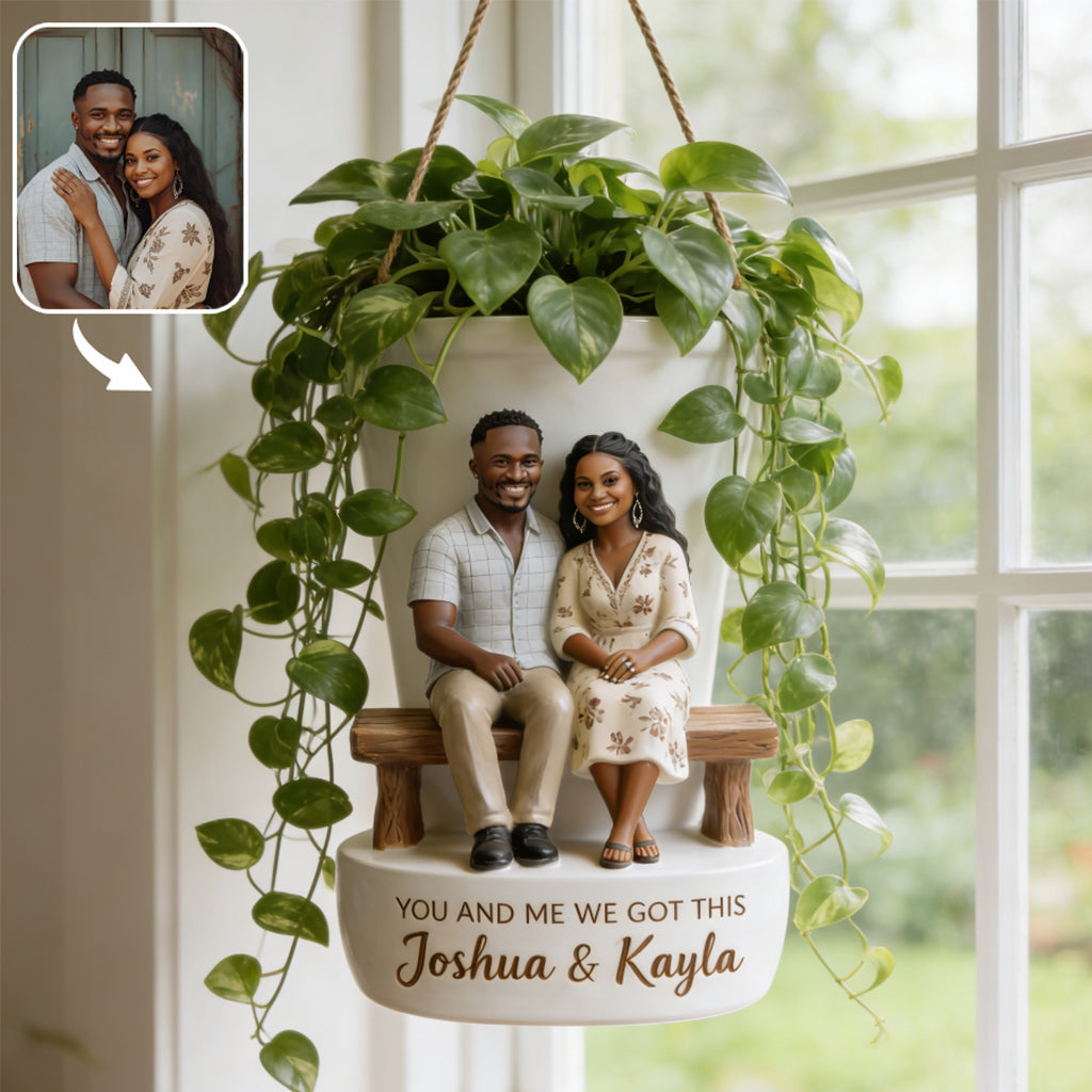 Love Grows Here - Personalized Couple Hanging Pot