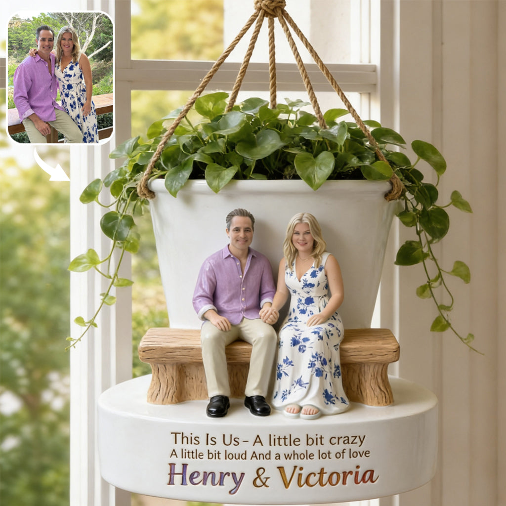 Love Grows Here - Personalized Couple Hanging Pot
