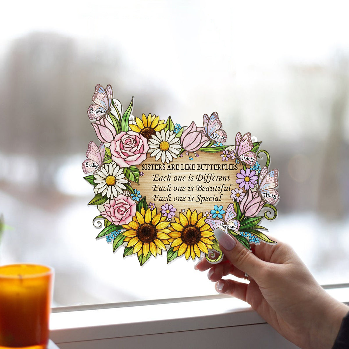 Sisters Are Like Butterflies - Personalized Sister Window Hanging Suncatcher Ornament
