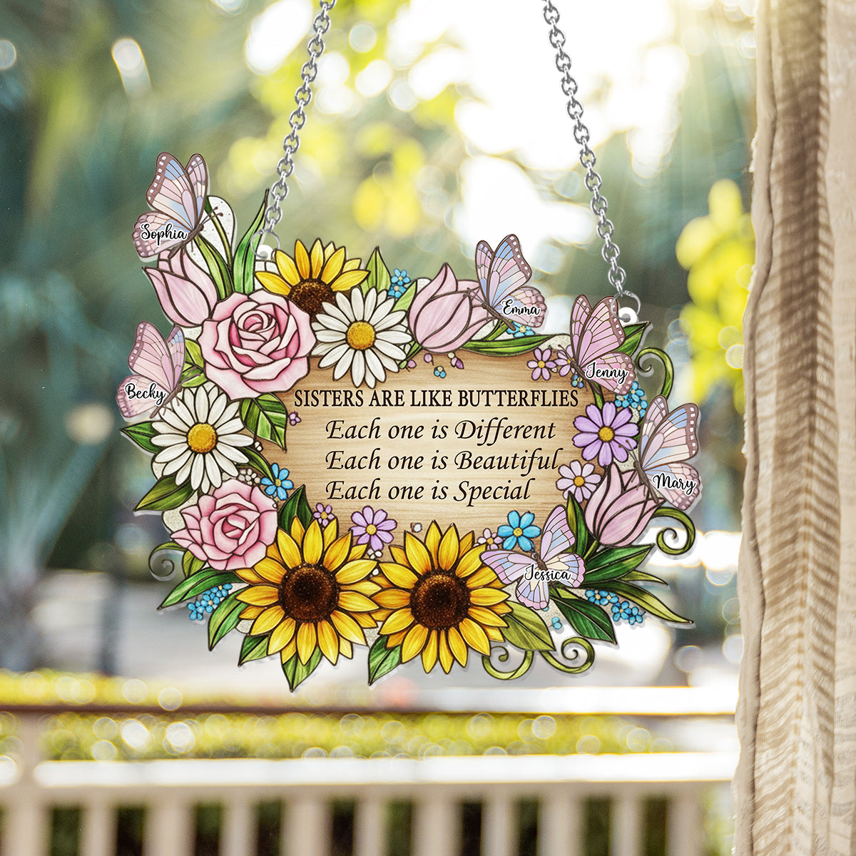 Sisters Are Like Butterflies - Personalized Sister Window Hanging Suncatcher Ornament