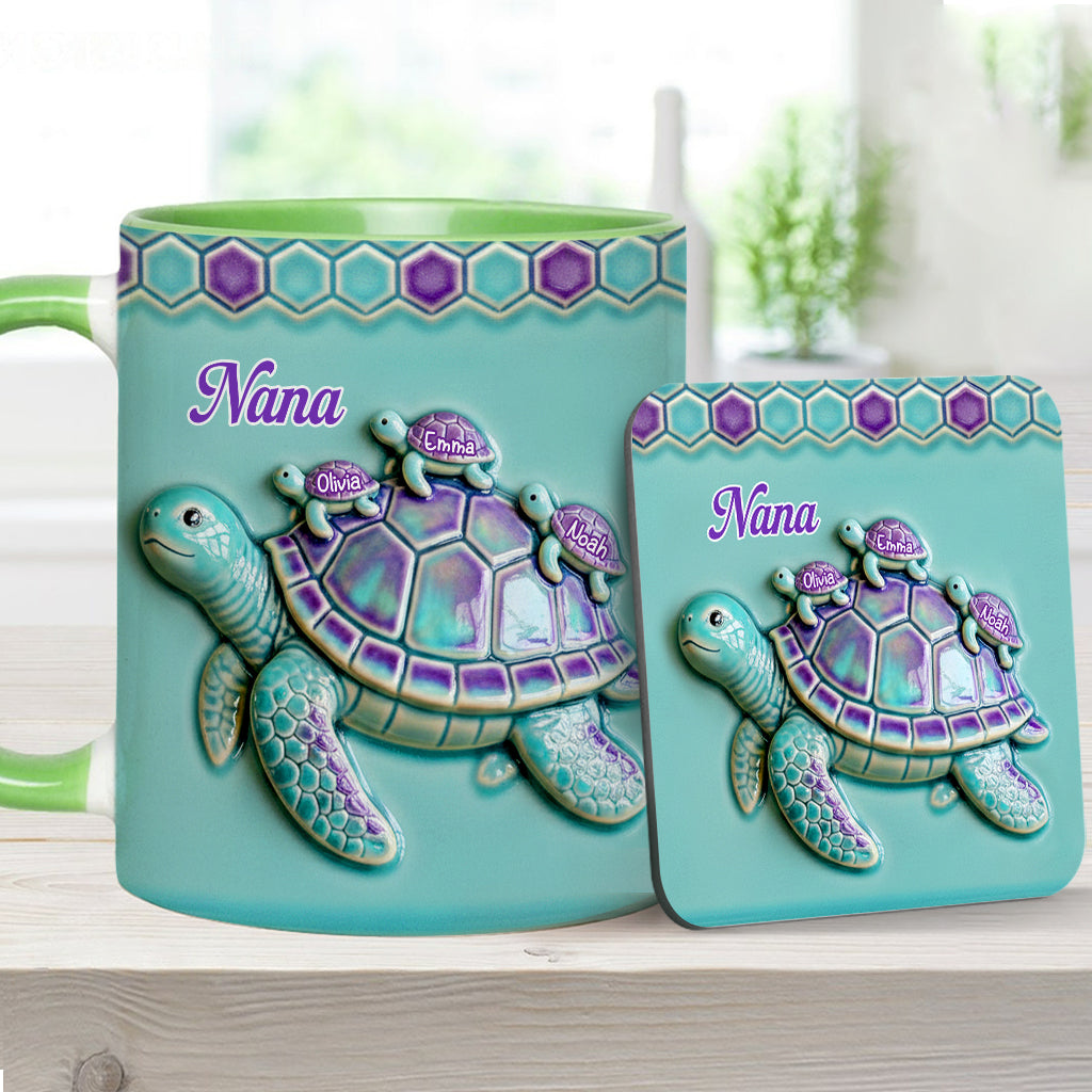 Nana Turtle Gift For Mom Grandma - Personalized Grandma Accent Mug