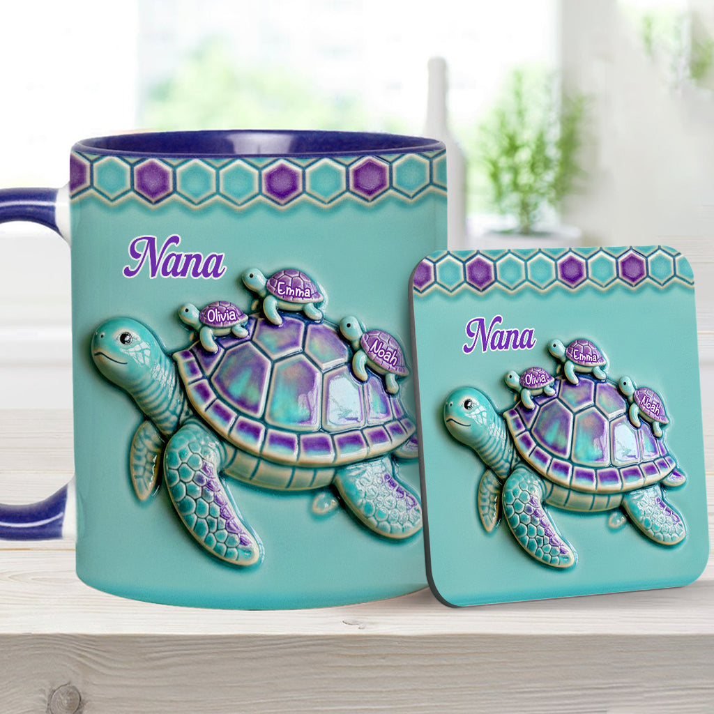 Nana Turtle Gift For Mom Grandma - Personalized Grandma Accent Mug