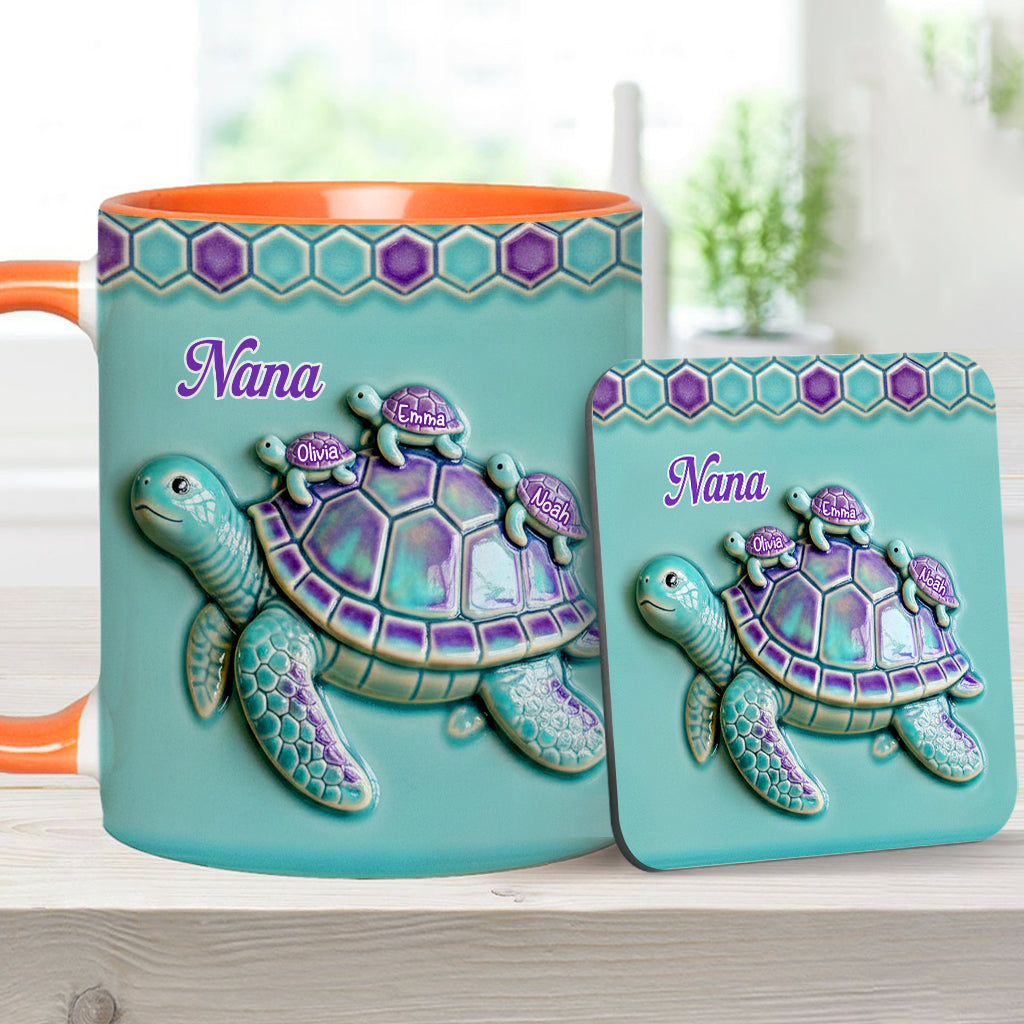 Nana Turtle Gift For Mom Grandma - Personalized Grandma Accent Mug