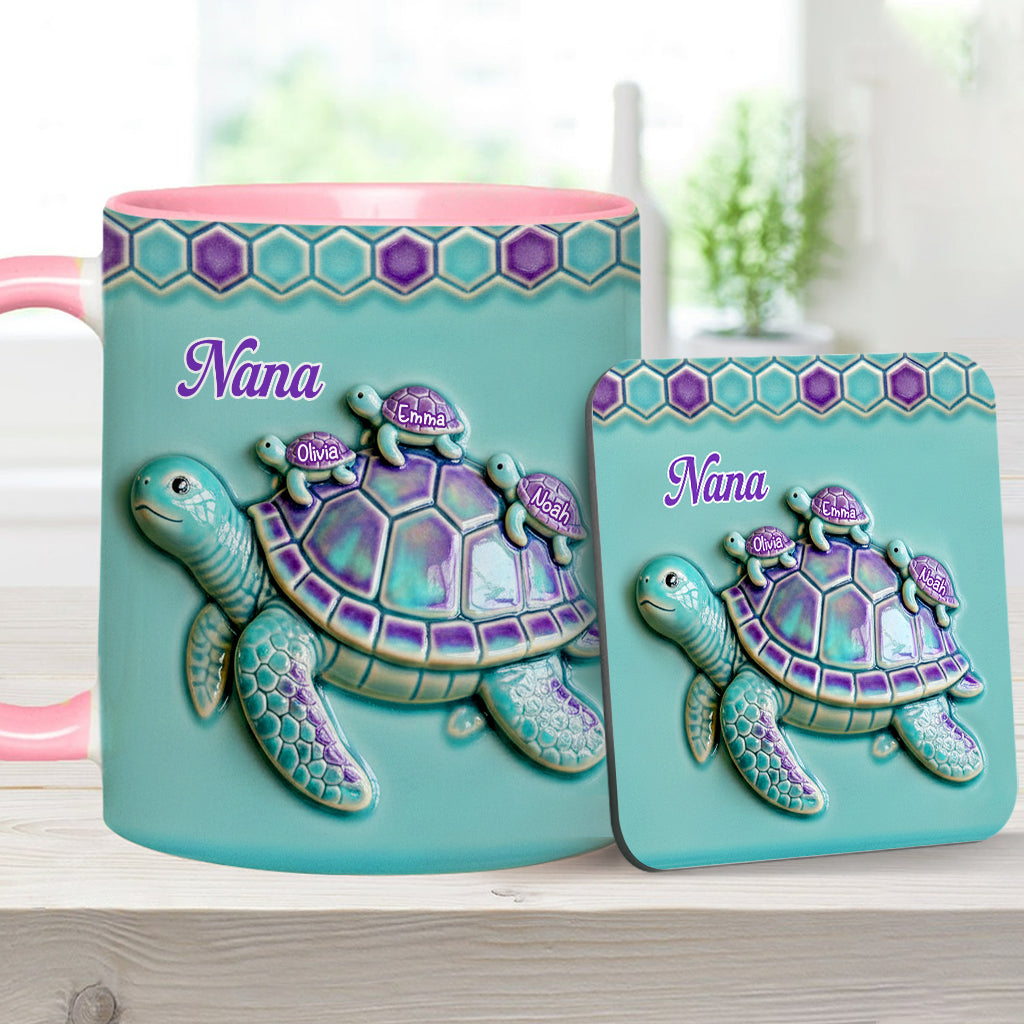 Nana Turtle Gift For Mom Grandma - Personalized Grandma Accent Mug