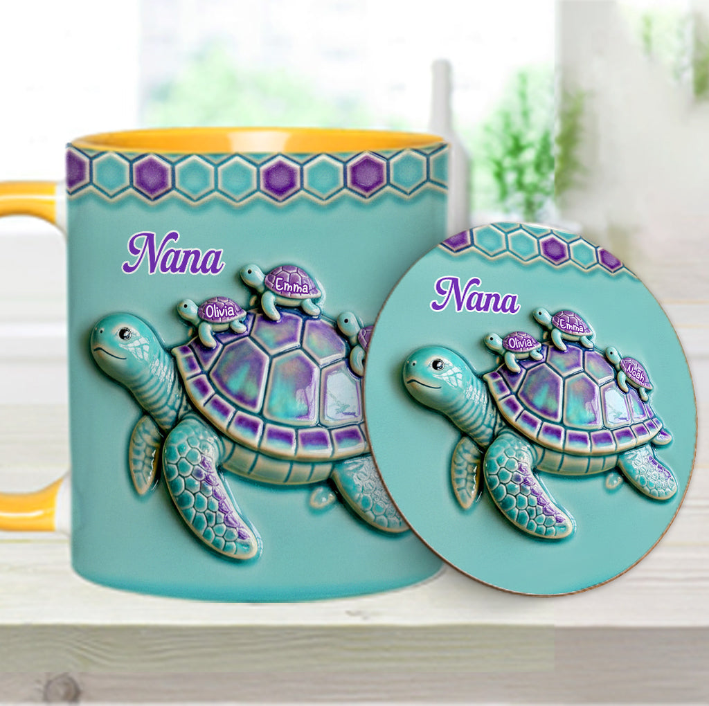 Nana Turtle Gift For Mom Grandma - Personalized Grandma Accent Mug