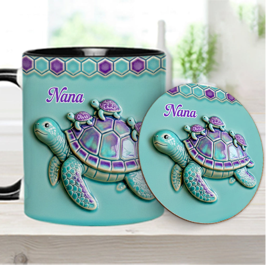 Nana Turtle Gift For Mom Grandma - Personalized Grandma Accent Mug