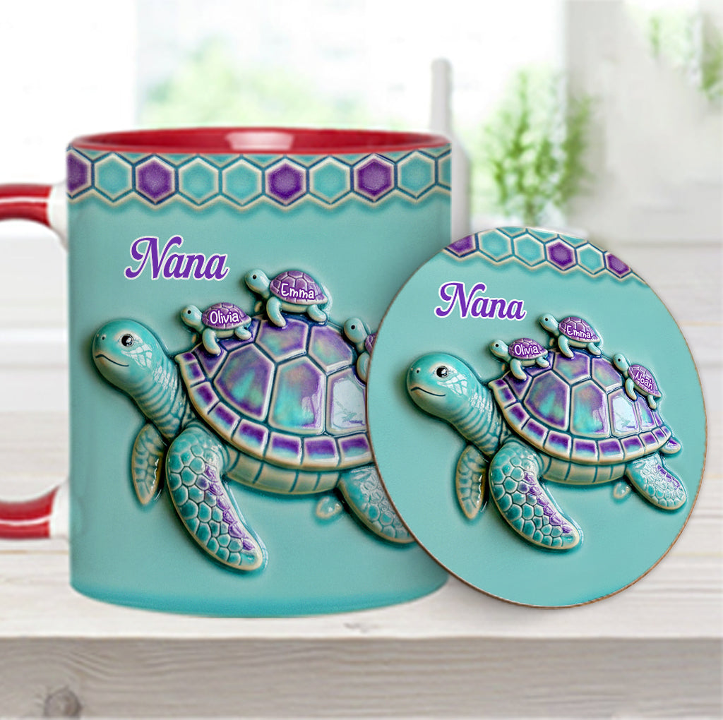 Nana Turtle Gift For Mom Grandma - Personalized Grandma Accent Mug