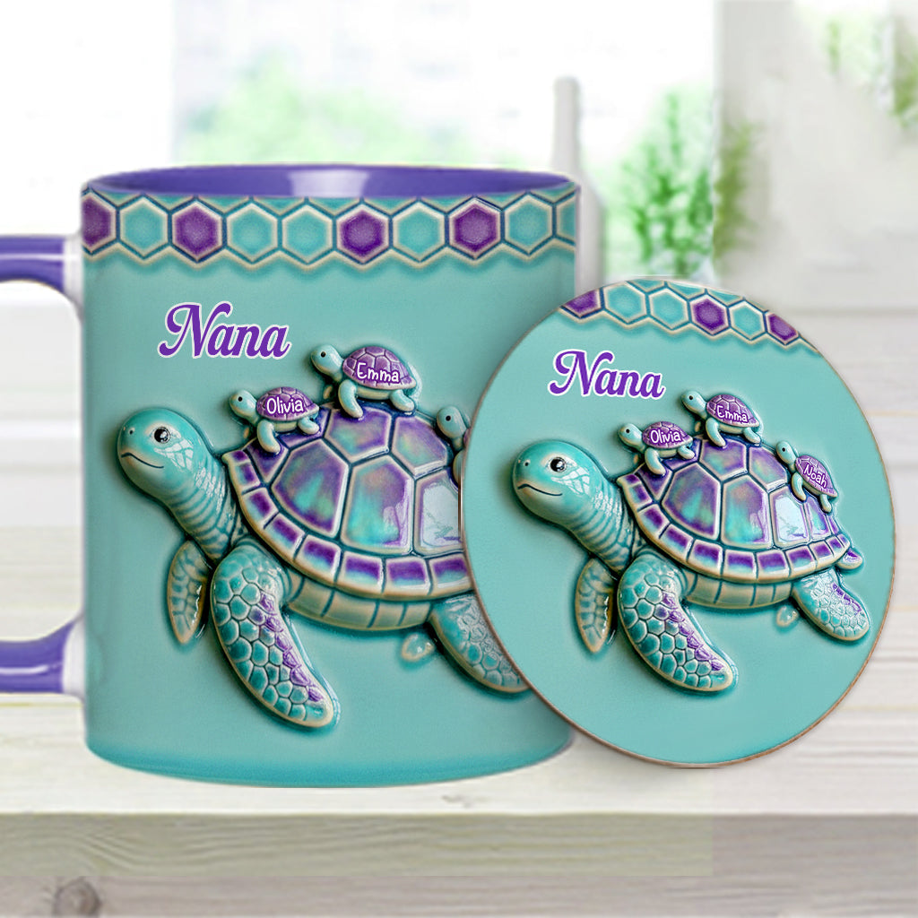 Nana Turtle Gift For Mom Grandma - Personalized Grandma Accent Mug