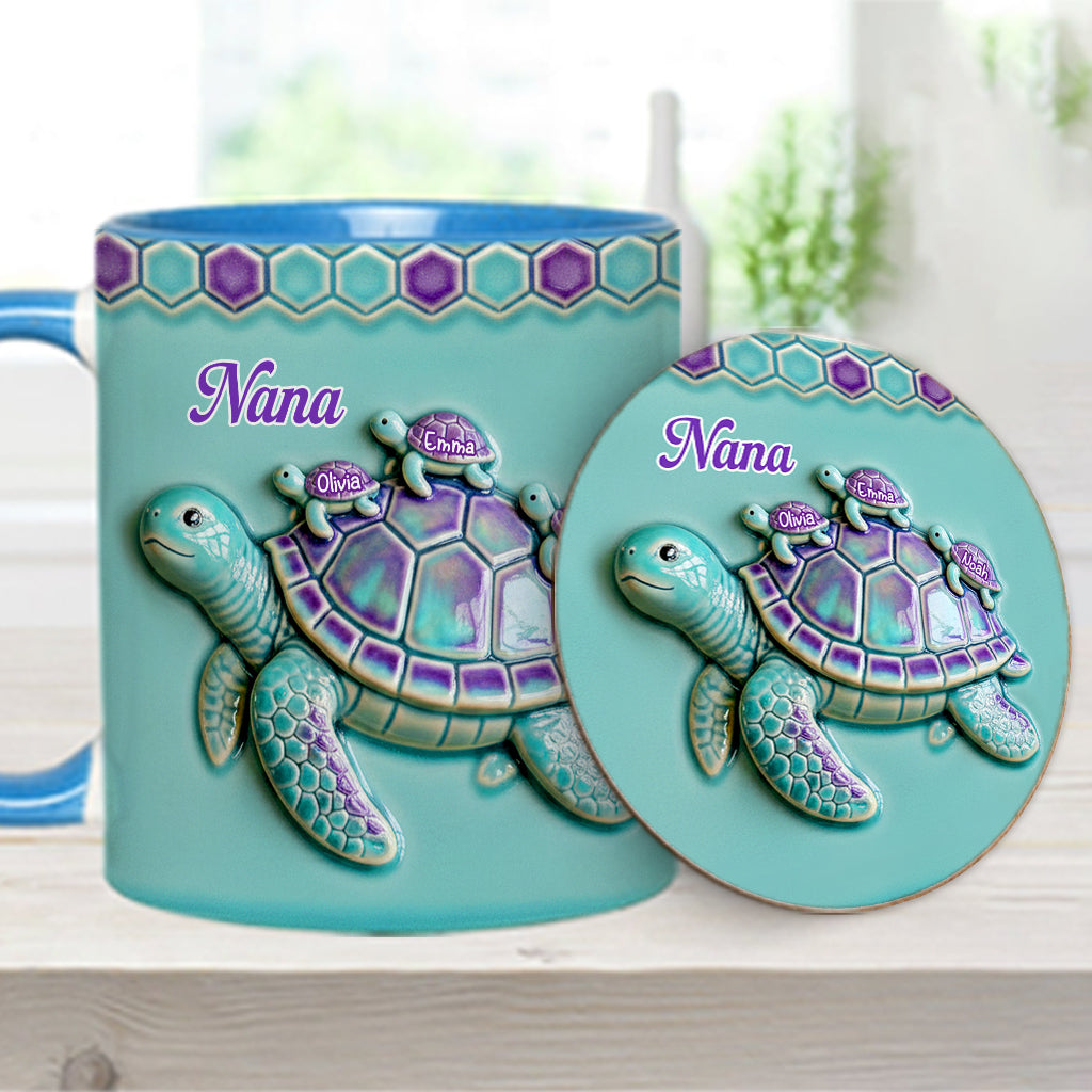 Nana Turtle Gift For Mom Grandma - Personalized Grandma Accent Mug
